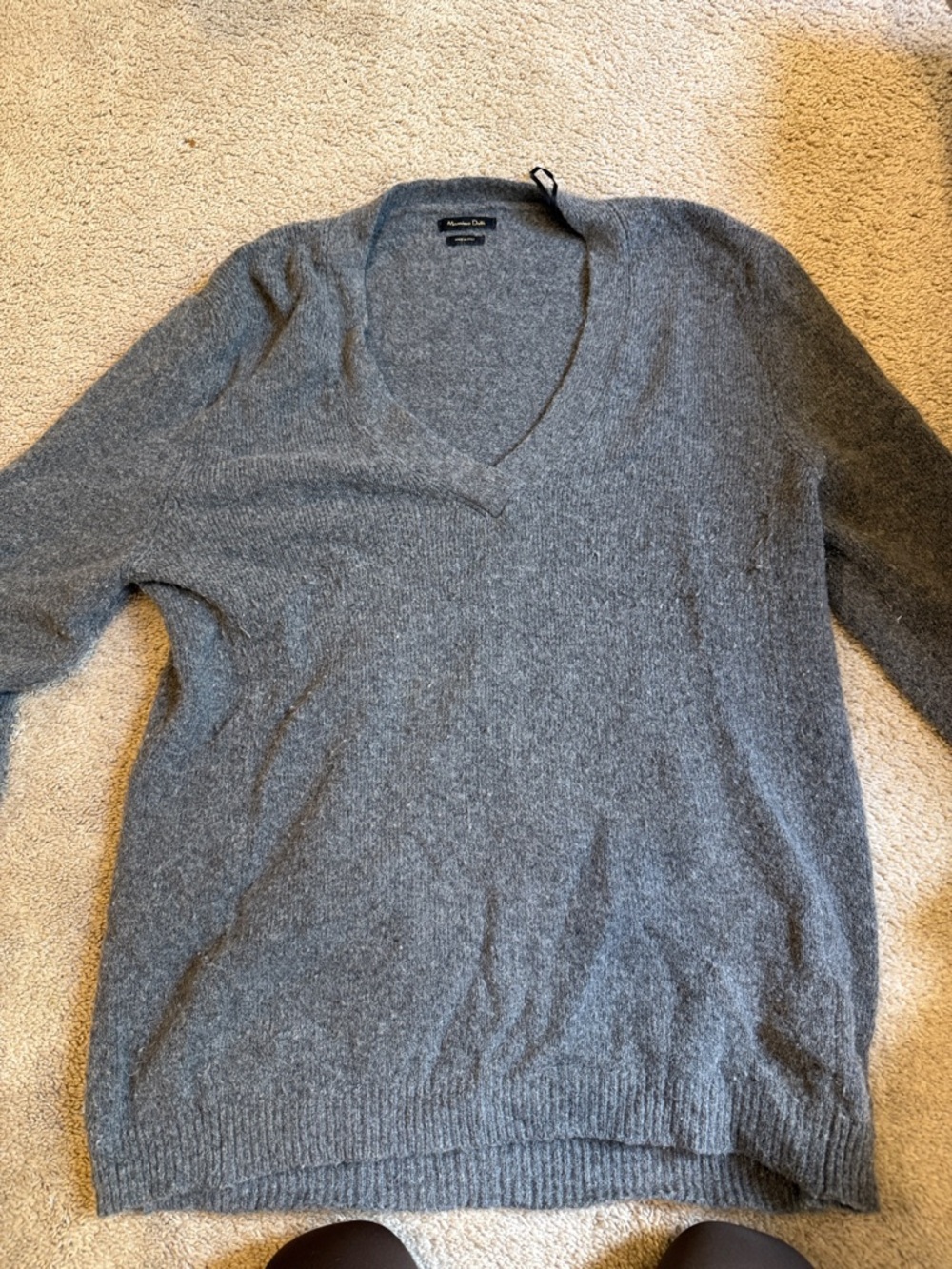 Massimo Dutti Women's V-Neck Sweater in Gray